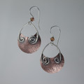 Crescent Textured Copper & Sterling Silver Earring