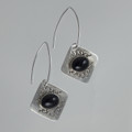 Hand Stamped Black Onyx Sterling Silver Earrings