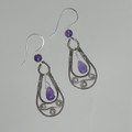 Amethyst Briolette  Filagree Sterling Silver Earrings