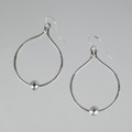 Sterling Silver Bead on Hammered Hoop Earrings