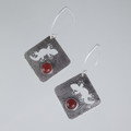 Gecko & Carnelian Patterned Sterling Silver Earrings