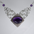 Amethyst & Filagree Sterling Silver Necklace