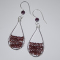 Faceted Garnet Wire Wrapped Sterling Silver Earrings
