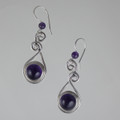 Amethyst Cabochon Sterling Silver Earring