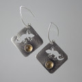 Citrine & Gecko Patterned Sterling Silver Earrings