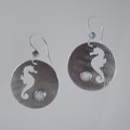 Opal & Seahorse Patterned Sterling Silver Earrings