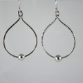 Sterling Silver Bead on Patterned Sterling Silver Hoop Earrings
