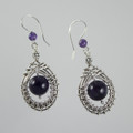 Sterling Silver Basket Weave Amethyst Earrings