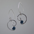 Retangular Wire & Tube Set Blue Zircon CZ Sterling Silver Earring