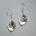 Sterling Silver Lily with Silver Shadow Swarovski Crystal Briolette  Earring