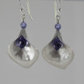  Sterling Silver Lily with Tanzanite Swarovski Crystal Briolette  Earring