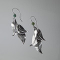 Three Sterling Silver Leaves & Moss Agate Earrings