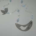 Argentium Sterling Silver Birds and Aquamarine Long Necklace