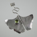 Peridot Sterling Silver Ginkgo Leaf Pendant