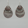 Sterling Silver Stamped Tear Drop Earrings
