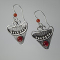 Carnelian Triangular Textured Sterling Silver Earrings