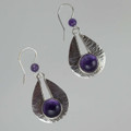 Textured Sterling Silver Amethyst Earrings
