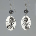 Sterling Silver Oval Flower Earrings
