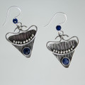 Sodalite Triangular Textured Sterling Silver Earrings