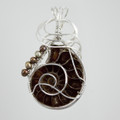 Ammonite Wire Wrapped in Silver Pendant