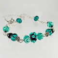 Teal Lampwork Bead and Sterling Silver Necklace