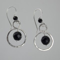 Black Onyx and Silver Infinite Loop Earrings-2