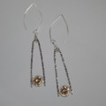 Texture Sterling Silver, Champaine CZ Earrings