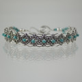 Silver Woven Turquoise Seed Bead Bracelet