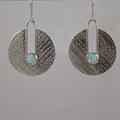 Man Made Opal Textured Sterling Silver Earrings