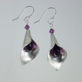Sterling Silver Lily & Amethyst Swarovski  Briolette Earrings