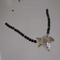 Black Onyx & Hills Tribe Silver Leaf necklace