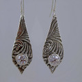 Fine Silver Metal Clay & Preium CZ Earrings R1