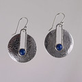  Textured Sterling Silver Denim Lapis Earrings-R1