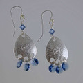 Tear Drop Sterling Silver & Denim Blue Swarovski Crystal Earrings