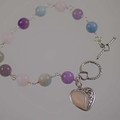 Lavendar Wire Wrapped Bracelet with Heart Shaped Toggle & Charm