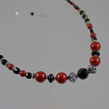 Black Onyx & Bordeaux Swarovski Crystal Pearl Sterling Silver Necklace