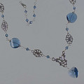 Blue Denim Swarovski Crystal Sterling Silver Filagree Necklace