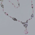 Light Amethyst  Swarovski Crystal Sterling Silver Filagree Necklace
