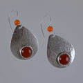 Textured Tear Drop Sterling Silver & Carnelian Earrings-2
