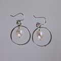 Fresh Water Pearl  Silver Infinite Loop Earrings