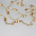 Stream of Gold & Crystal Pearls Long Necklace