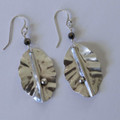 Argentium Silver  Leaf with Swarovski Crytal Earrings