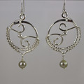 Fine Silver Woven Fresh Water Pearl Earring
