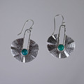 Turquoise Ruffled Textured Sterling Silver Earrings