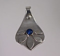  Fine Silver Metal Clay Blue Lapis Pendant