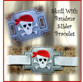 In The Hoop Ribbon Slider Bracelet Skull With Bandana Embroidery Machine Design