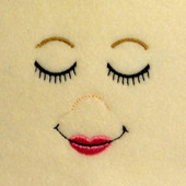 Embroidered Sleeping Doll Face with Full Lip Embroidery Machine Design