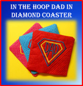 In The Hoop Coaster DAD with Diamond Embroidery Machine Design