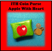 In The Hoop Coin Purse Apple with Heart Embroidery Machine Design