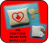In The Hoop Coin Purse Heart with Maple Leaf Embroidery Machine Design